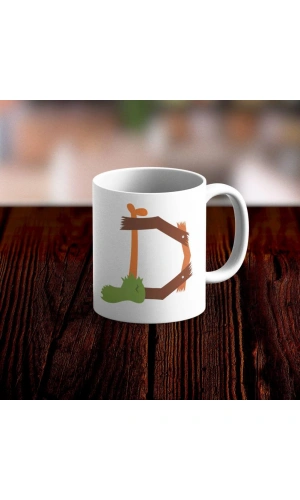 Özel Tasarım D Harfi Beyaz Kupa Bardak