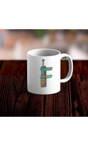 Özel Tasarım F Harfi Beyaz Kupa Bardak