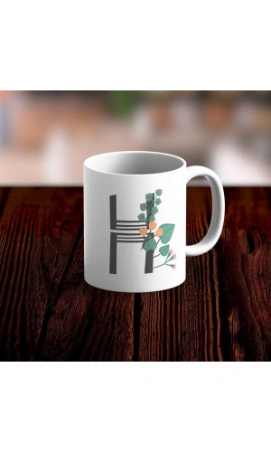 Özel Tasarım H Harfi Beyaz Kupa Bardak