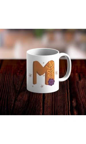 Özel Tasarım M Harfi Beyaz Kupa Bardak