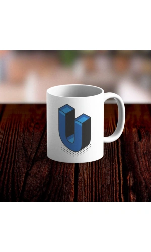 Özel Tasarım U Harfi Beyaz Kupa Bardak