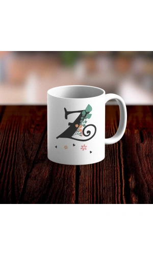 Özel Tasarım Z Harfi Beyaz Kupa Bardak