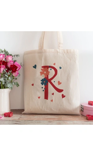 R Harfi Tasarımlı Alışveriş Plaj Bez Çanta