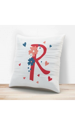 R Harfi Tasarımlı Yastık Kılıfı