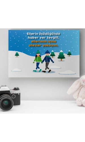 Romantik Tasarımlı Mini Kanvas Tablo - No3