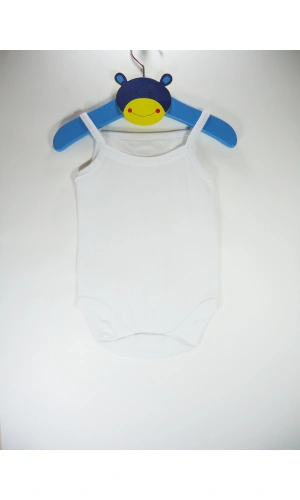 Sema Bebe Jakarlı ip Askılı Badi (Body) - Beyaz 3-6 Ay