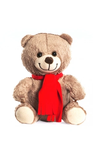 Sevimli Atklılı Peluş Ayıcık - Kahverengi