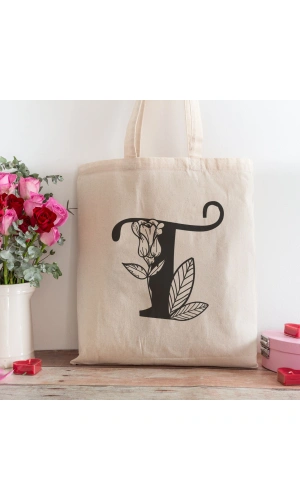 T Harfi Tasarımlı Alışveriş Plaj Bez Çanta
