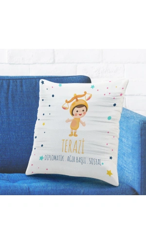 Terazi Burcuna Özel Tasarımlı Sevimli Yastık Kılıfı