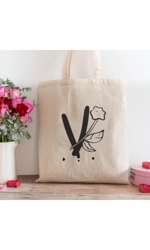 V Harfi Tasarımlı Alışveriş Plaj Bez Çanta