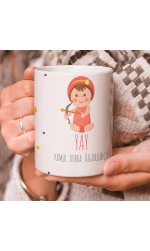 Yay Burcu Özel Sevimli Beyaz Kupa Bardak
