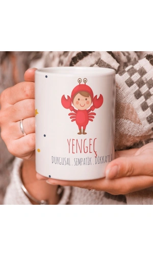 Yengeç Burcu Özel Sevimli Beyaz Kupa Bardak
