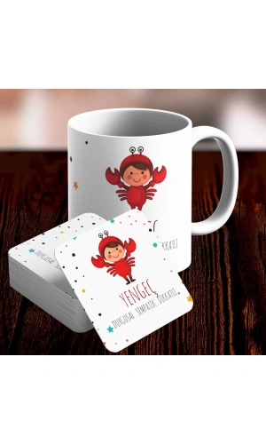 Yengeç Burcu Özel Sevimli Kupa ve Altlık Seti