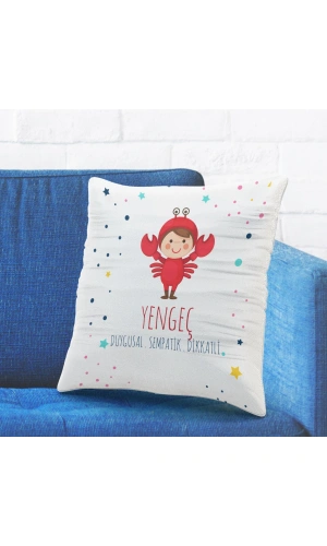 Yengeç Burcuna Özel Tasarımlı Sevimli Yastık Kılıfı