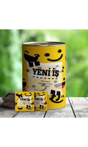 Yeni İş Tebrik Temalı Hediye Çikolata Konservesi