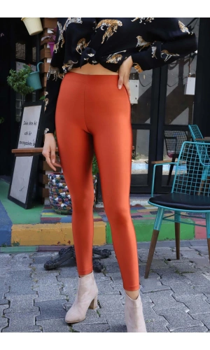 Yüksek Bel Disco Tayt - KİREMİT