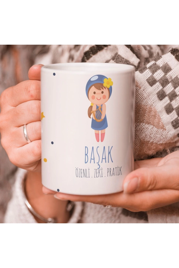 Başak Burcu Özel Sevimli Beyaz Kupa Bardak