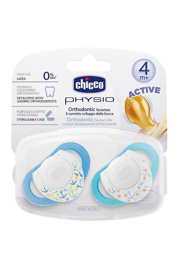 Chicco Physio Kauçuk Emzik +4ay - Mavi