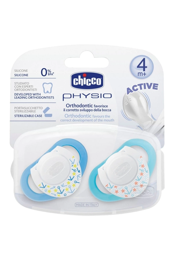 Chicco Physio Silikon Emzik 4m+ 2li - Mavi