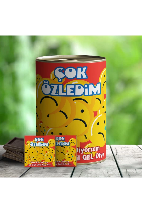 Çok Özledim Temalı Hediye Çikolata Konservesi