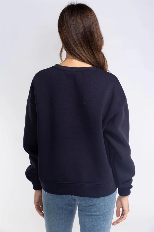 Şardonlu Sweatshirt-LACİVERT