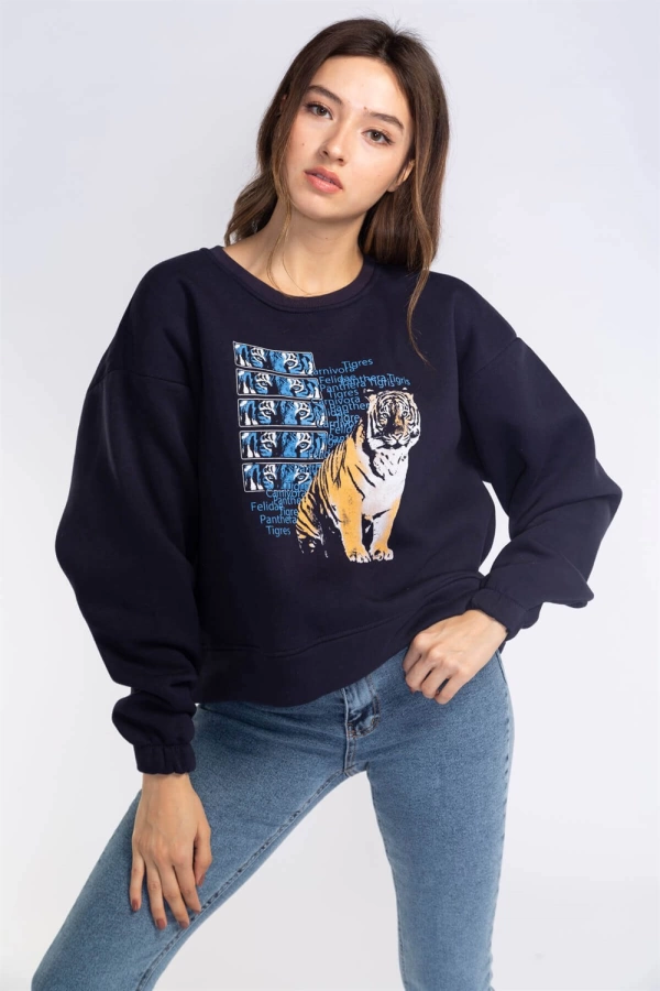 Şardonlu Sweatshirt-LACİVERT