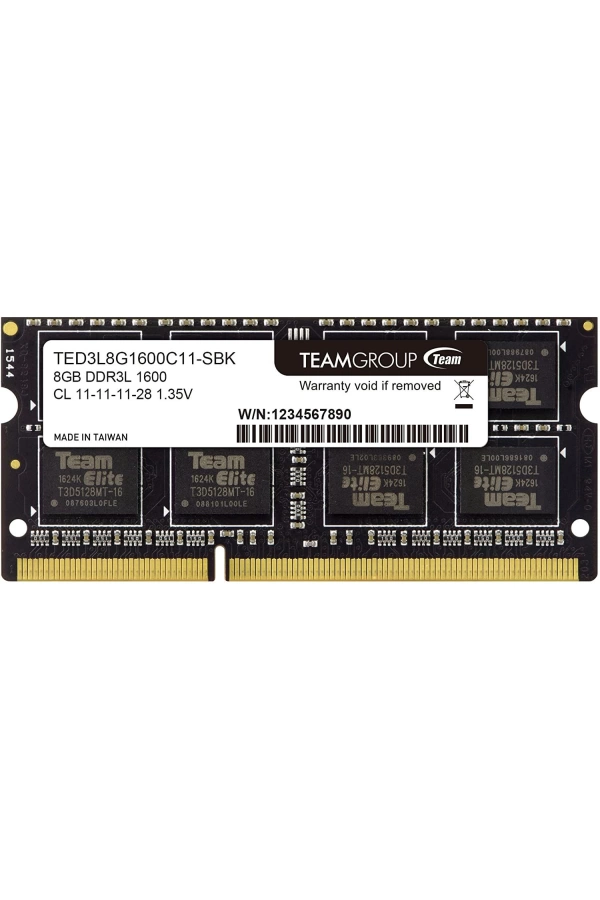 Team Elite 8GB (1x8GB) 1600MHz CL11 DDR3 Notebook SODIMM Ram (TED3L8G1600C11-S01)