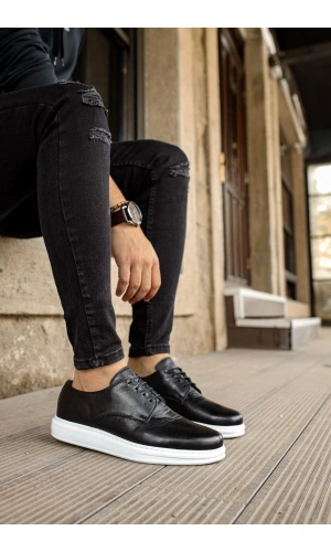 CH003 BT Hakiki Deri Erkek Ayakkabı SIYAH
