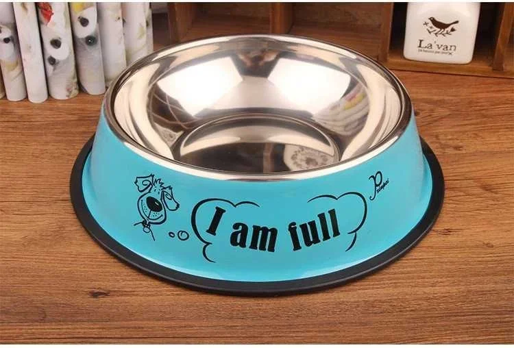 KEDİ KÖPEK TEKLİ KAYMAZ ÇELİK DÜZ RENKLİ MAMA KABI 26CM