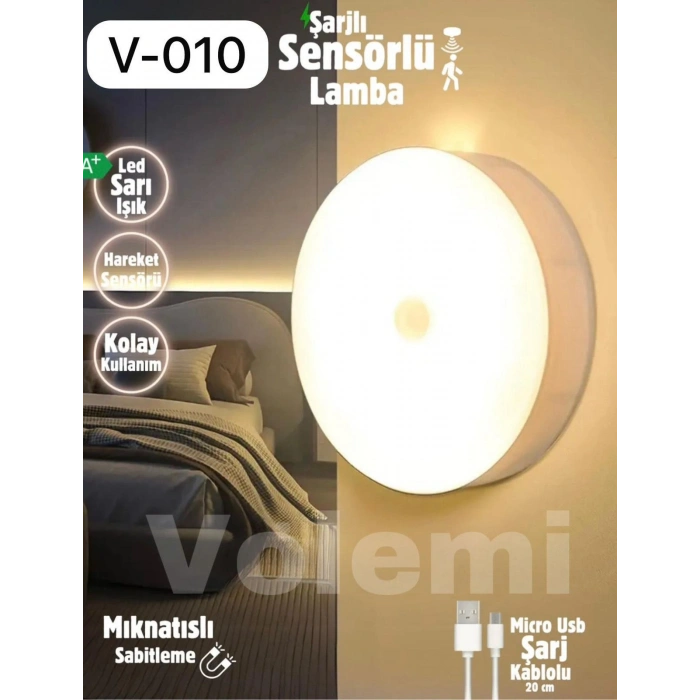 Şarjlı Sensörlü Spot Lamba Mıknatıslı V-010