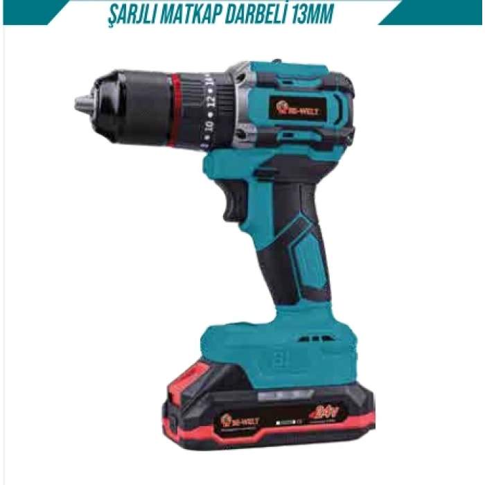 Şarjlı Matkap Darbeli Kömürsüz 13MM 24V PRT057