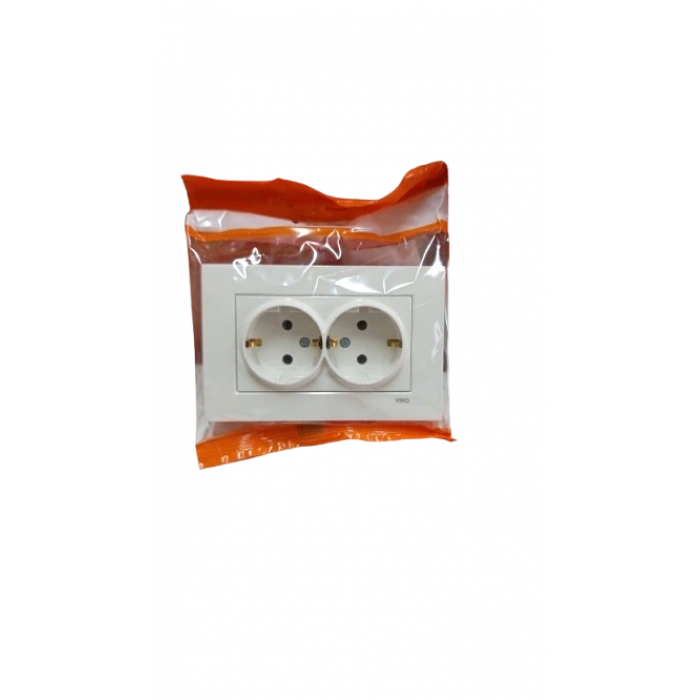 Karre Beyaz İkili Topraklı Priz Çerçeveli