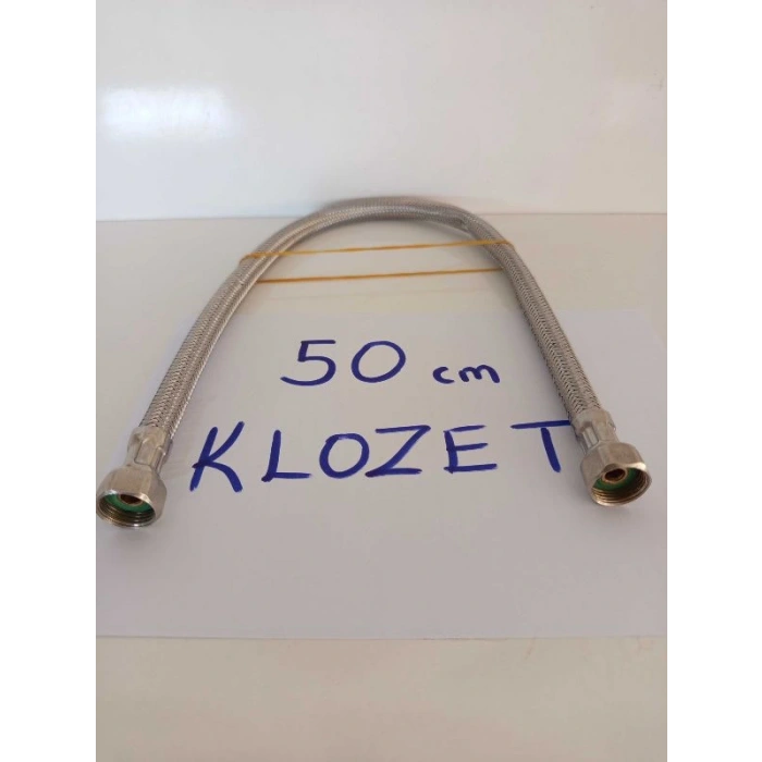 Çelik Flex Klozet 50CM Prinç Başlıklı