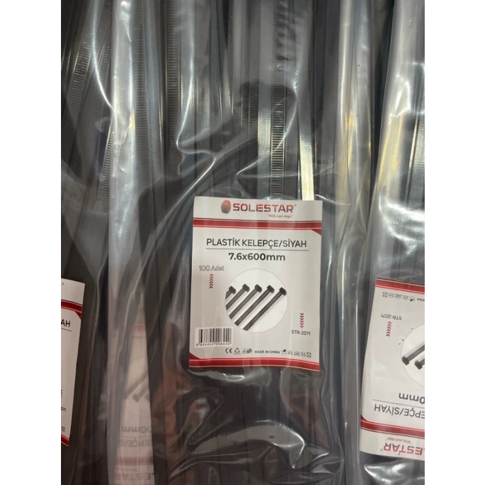 CIRTLI SİYAH PLASTİK KELEPÇE 7.60X600MM STR-2071