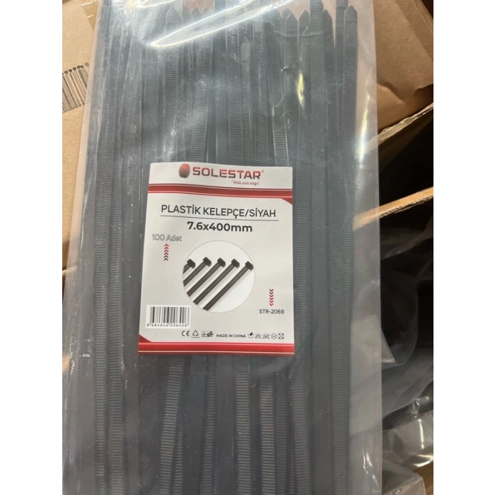 CIRTLI SİYAH PLASTİK KELEPÇE 7.60X400MM STR-2069