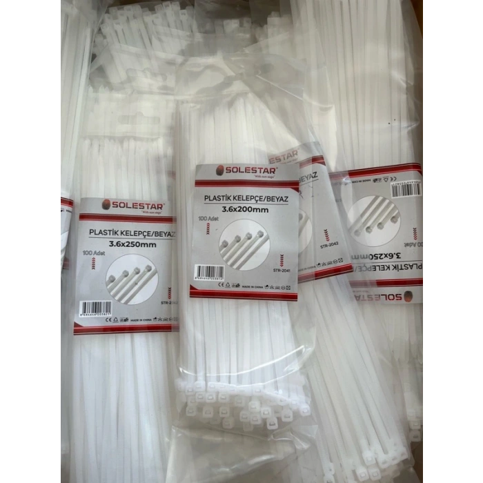 CIRTLI BEYAZ PLASTİK KELEPÇE 3,6X200 STR-2041