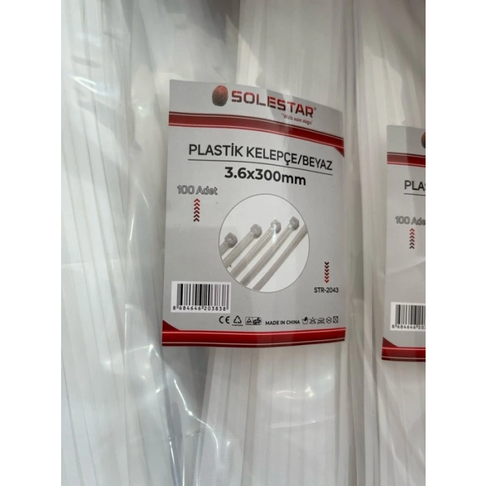 CIRTLI BEYAZ PLASTİK KELEPÇE 3,6X300 STR-2043