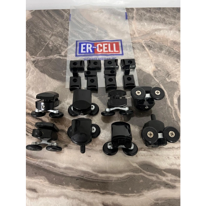 Duşakabin Tekerliği Siyah Takım Bilyesiz Teker