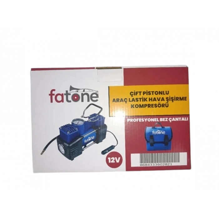 Çift Pistonlu Lastik Hava Şişirme Kompresörü 12V Bez Çantalı