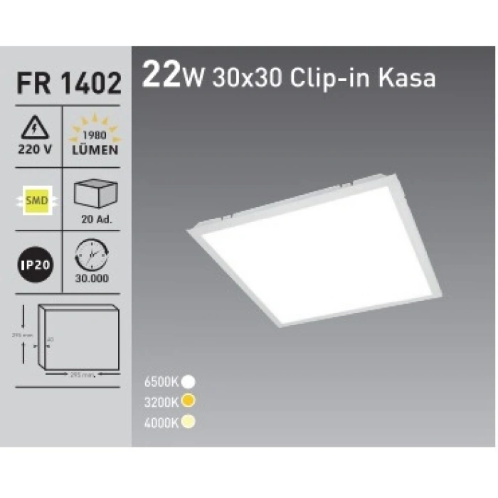 Forest 22W Klipin Tavan Lambası 30X30