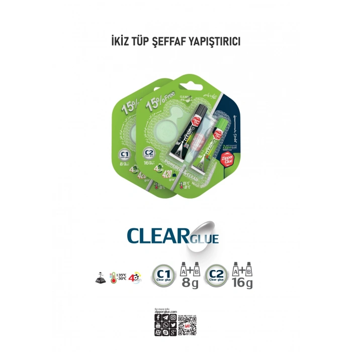 16GR Yapıştırıcı İran Çift Karışım Şeffaf C2