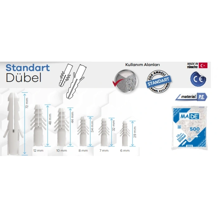 Plastik Standart Dübel 10MM