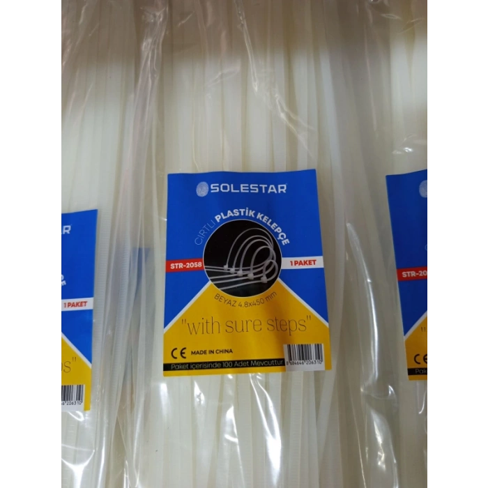4,80X450MM Cırt Kelepçe Beyaz Plastik STR-2058