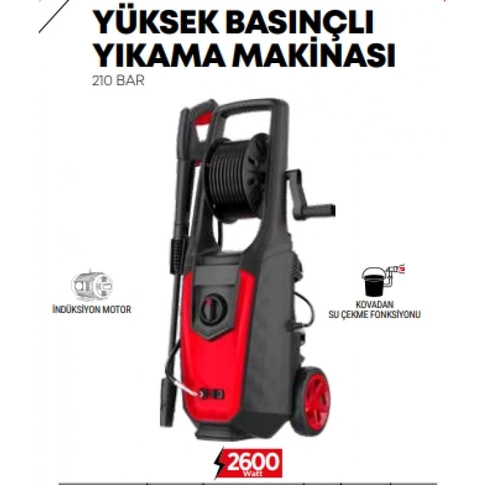 Yüksek Basınçlı Araç Yıkama Makinası 210 Bar 2600W STR-1853