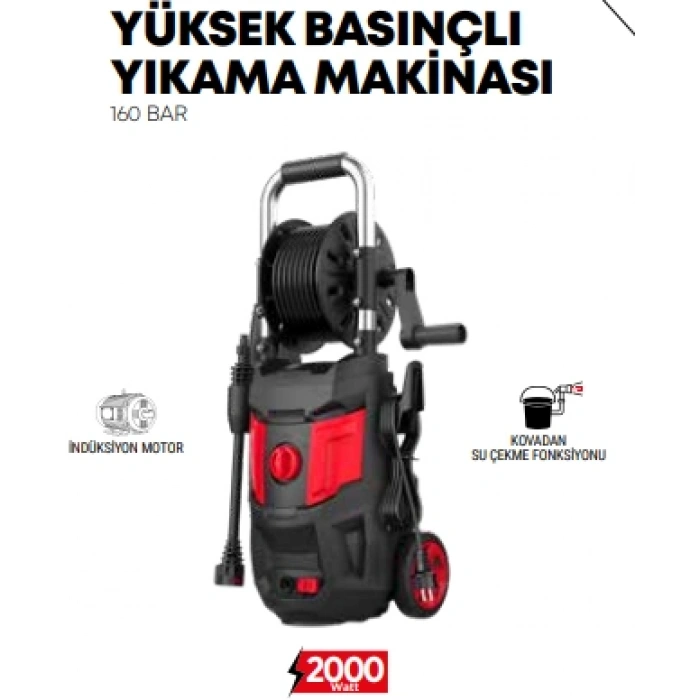 Yüksek Basınçlı Araç Yıkama Makinası 160 Bar 2000W STR-1852