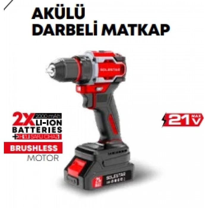 Akülü Darbeli Matkap 13MM - 21V - 65N.m - 2X2000MAH BATARYA+1 ŞARJ STR-1933