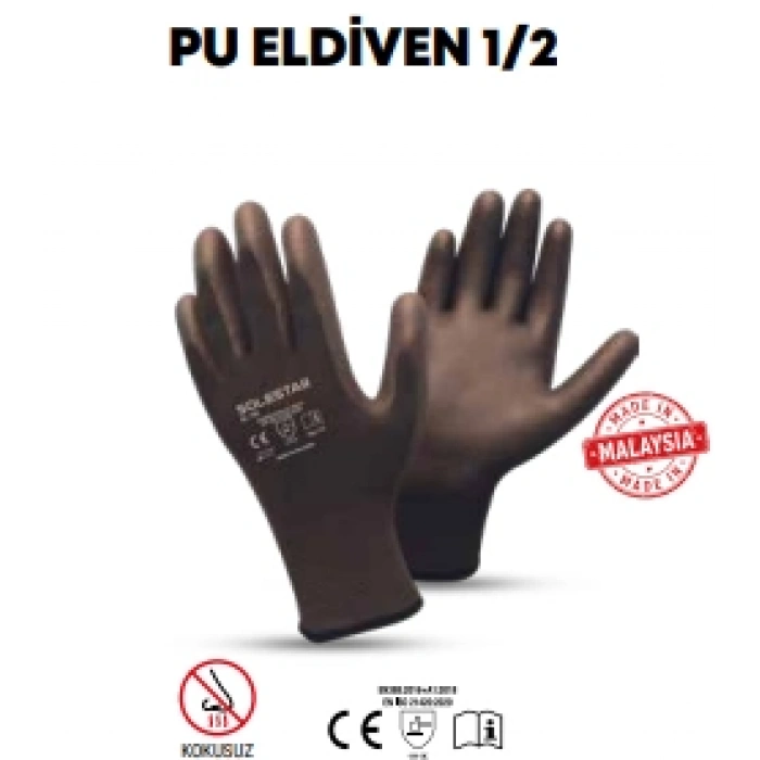 Pu Eldiven Siyah 1/2 10 (12 Adet)