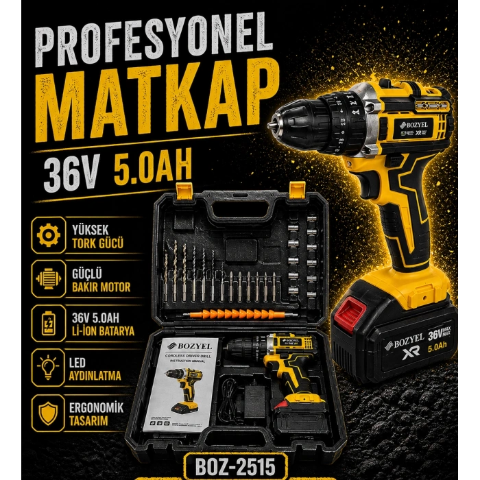Akülü Matkap 36V 5.0AH BOZ-2515