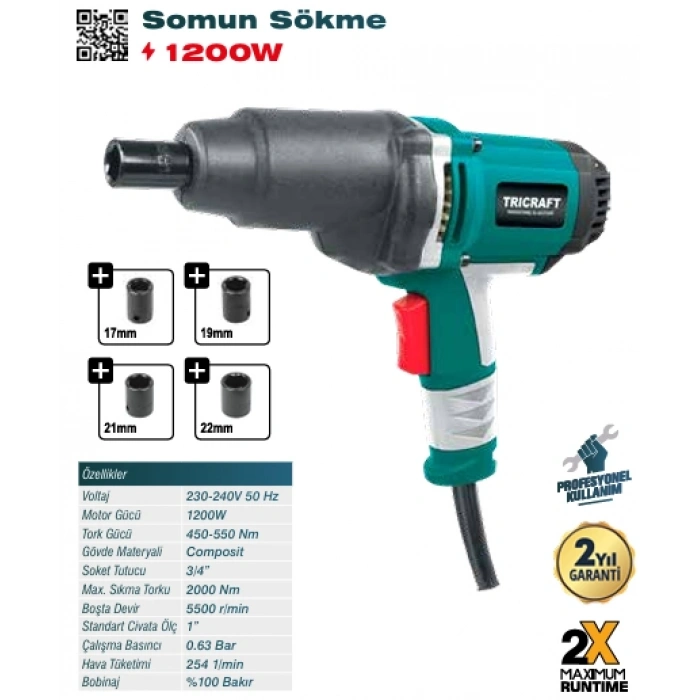 Profesyonel Somun Sökme 240V 1200W 7400