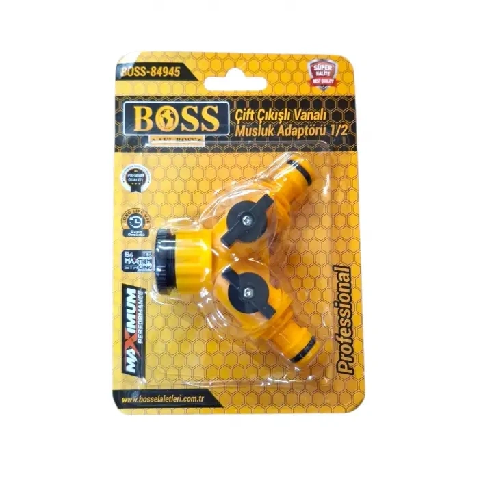 Musluk Adaptörü Çift Çıkışlı Vanalı 1/2 BOSS-84945
